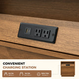 Multi-Functional Modern Eco-Friendly Wooden Nightstand Sensor LED Lights Charging Ports Open Storage Fluted Bedroom Furniture (Set of 2)
