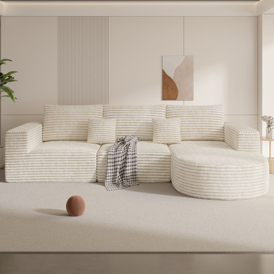 Boneless Convertible Modular Sectional Sofa Set Sponge Filled L-Shaped Chaise Lounge Bed Ottoman Modern Design Massage School