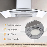 Range Hood 30 Inch, Tieasy Wall Mount Kitchen Hood , Stainless Steel Chimney and Aluminum Filters, LED Lights, 3 Speed Fan