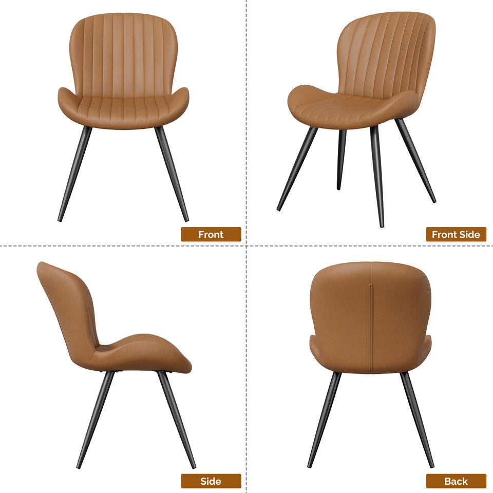 Comfortable Soft Upholstered Ribbed Dining Chair Restaurant Furniture Commercial Use Sturdy Metal Legs Stylish Modern Design (Set of 4)