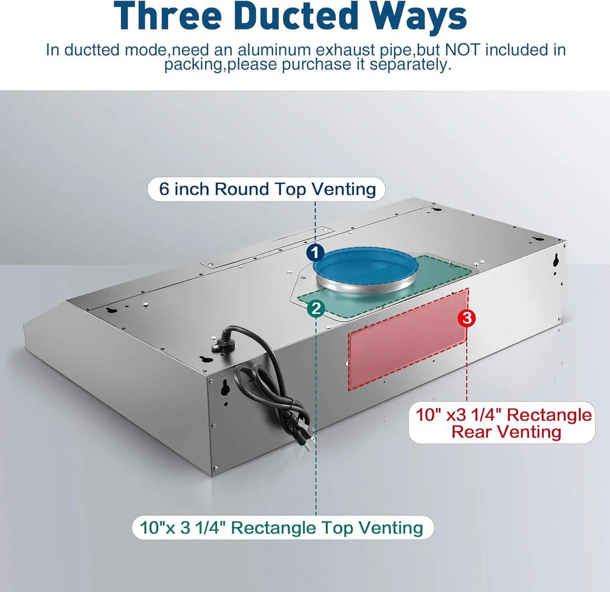 SNDOAS Under Cabinet Range Hood,30 Inch Ductless Range Hood Alterable to Ducted,Stainless Steel Kitchen Exhaust Hood