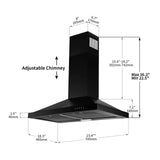 24 Inch Range Hood Black Range Hood, Ductless Range Hood with Energy Saving LED Light,Wall Mount Kitchen Hood ,Black Vent Hood
