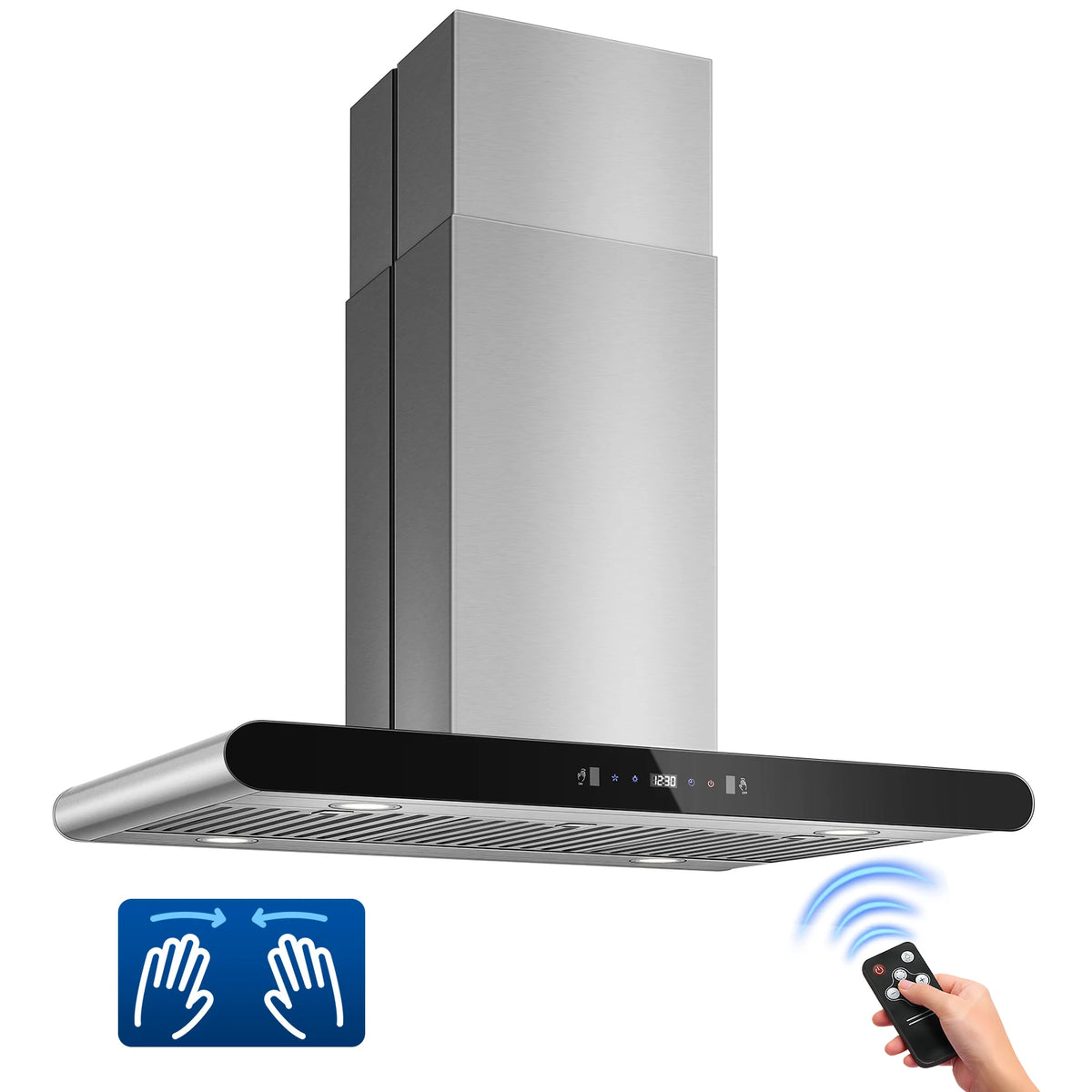 90cm Island Range Hood 36 Inch, 700 CFM Kitchen Hood with Dual-Sided Touch/Gesture/Remote Control, Ceiling Mount,3-Speed Fan