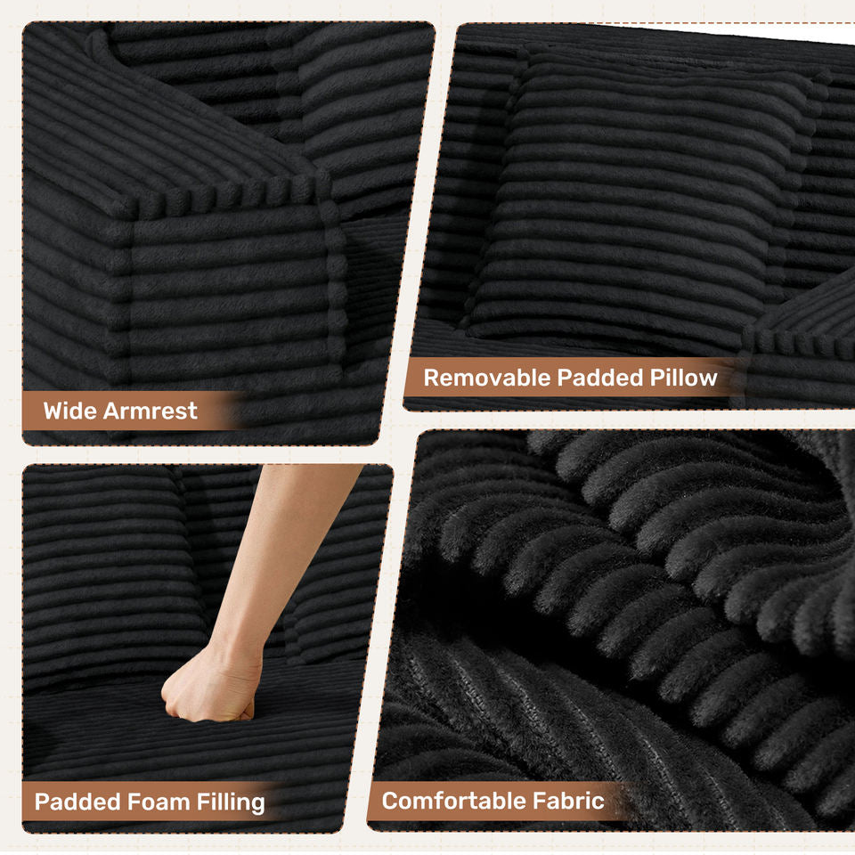 Modern Convertible Extendable Massage Loveseat Sofa Bed Set No Assembly Required Deep Seat Sponge Filling Apartment Mall School