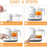 Baby Food Maker, 4 in 1 Baby Food Processor and Steamer, Puree Blender, Multifunctional Baby Puree Maker, Dishwasher Safe, White