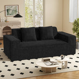 Modern Boucle Chenille Three Seat Sofa Bed Non-Assembly No Legs Cloud Sofa Removable Pillows Sponge Filling Convertible Massage