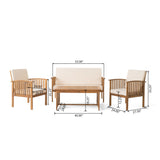 4-Piece Wooden Outdoor Patio Conversation Set