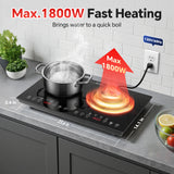 Portable Induction Cooktop 2 Burner-1800W Ultra Thin Design, Sensor Touch Control, Child Safety Lock & Timer | Electric Cooktop