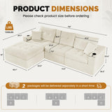 Modern Velvet Convertible Modular Sectional L-Shaped Sofa Genuine Leather High Resilience Foam Tufted Design Side Apartment