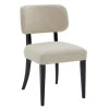 Modern Upholstered Set of 2 Beige Linen Fabric Dining  Chairs with Black Solid Wood Legs for Kitchen Dining Room Furniture