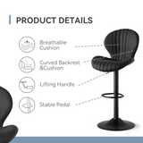 Modern Adjustable Swivel Fabric Bar Stools Counter Height High Backrest 3-5 Minute Assembly for Dining Living Outdoor School (Set of 2)