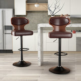 Ergonomic Modern Dual Color Steady PU Leather Bar Stool Swivel Height Adjustable Large Seat Hotel Outdoor Kitchen Counter Chair