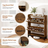 Modern Eco-Friendly Space-Saving Barn Door Flip-Top Adjustable Modular Shoe Rack Durable Wood Construction Home Furniture