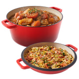 6QT Ceramic Dutch Oven 2QT Aluminum Lid Ceramic Non-Stick Coating Stainless Steel Bottom Dishwasher Safe Oven Safe Roasting Gas