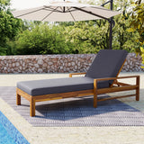 Acacia Wood Adjustable Backrest Outdoor Lounge Chair