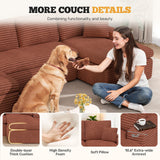 Corduroy Modular Sectional Extendable Convertible Vacuum Packed 8-Seater Square Sofa Deep Seats for Large Family