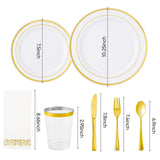 350PCS Disposable PET Dinnerware Set Eco-Friendly BPA Free Complete Tableware Kit Plates Cups Cutlery Napkins Wedding Party