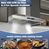 Range Hood 30 Inches,Stainless Steel Wall Mount Range Hood,Vent Hood 30 Inch W/Touch Control,Baffle Filters Kitchen Hood