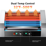 Hot Dog Roller Machine Dual Temperature Control for Commercial and Household Use,7 Non-Stick Roller