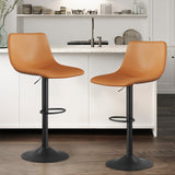 Modern PU Leather Adjustable Swivel Steady Outdoor Dining Bar Chairs Commercial-Grade Counter Height Stools Cafe Hotel Home Use (Set of 2)