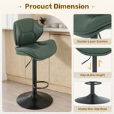 Modern Adjustable Steady Outdoor Rustic Bar Stools Ergonomic PU Leather Stainless Steel Frame Double-Layer Cushion Counter (Set of 2)