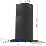 Island Range Hood 36 Inch 700 CFM Ceiling Mount Kitchen Stove Hood Ducted with Tempered Glass 4 LED Lights Gesture/Touch Control