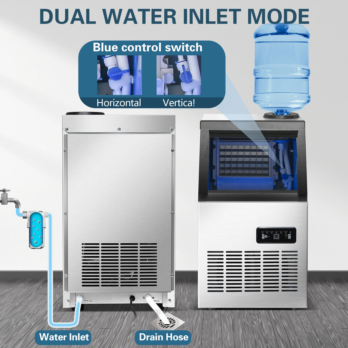 120LBS/24H Commercial Ice Maker Machine, 40 Cubes/Cycle, Self-Cleaning, Quiet Operation for Home, Restaurant, Bar, Coffee Shop