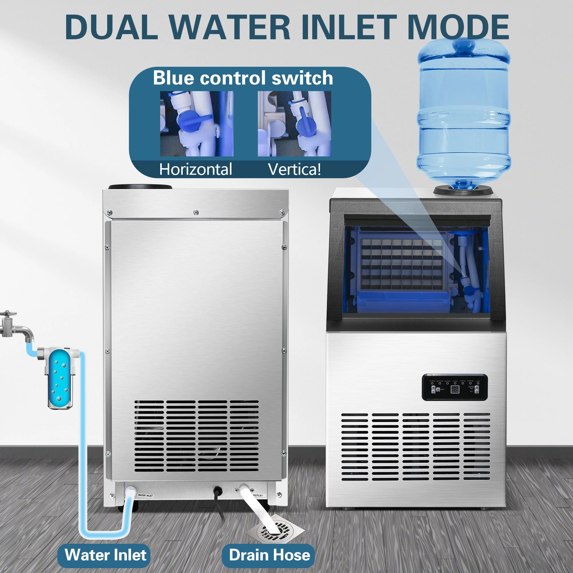 120LBS/24H Commercial Ice Maker Machine, 40 Cubes/Cycle, Self-Cleaning, Quiet Operation for Home, Restaurant, Bar, Coffee Shop