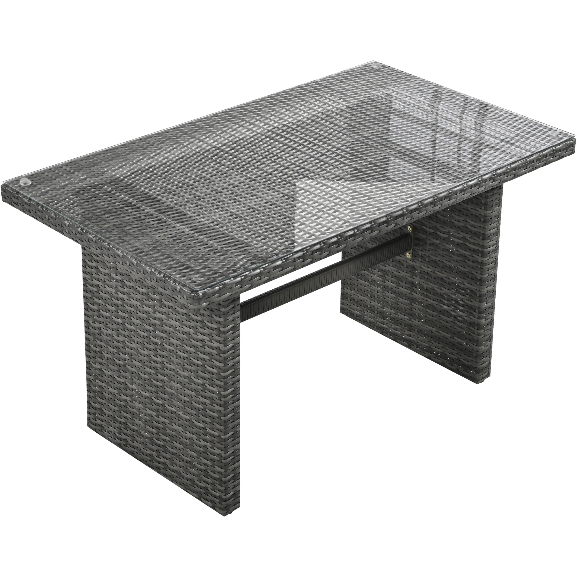 6-Piece Outdoor Wicker Rattan Patio Conversation Set with Adjustable Seat, Storage Box