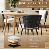 Modern Light Dining Chair with Teddy Upholstery & Fleece Cushion Ergonomic Armchair for Home Office & Hotel Use (Set of 4)
