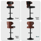 Ergonomic Modern Dual Color Steady PU Leather Bar Stool Swivel Height Adjustable Large Seat Hotel Outdoor Kitchen Counter Chair