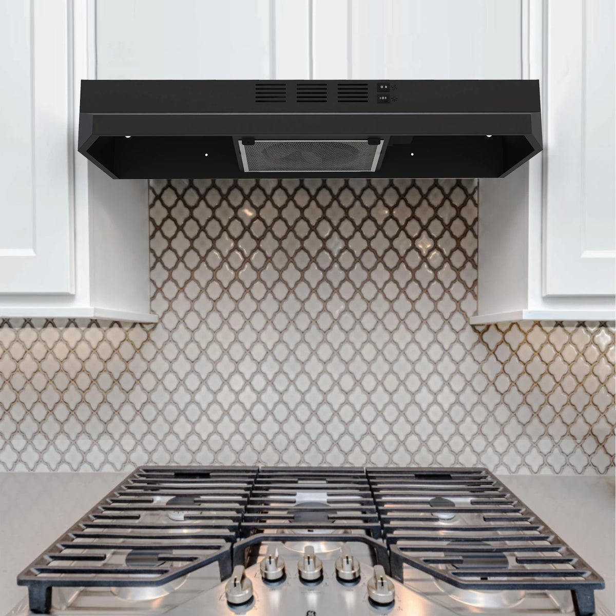 Range Hood 30 Inch Under Cabinet, Stainless Steel Kitchen Vent Hood 280CFM, Built-in Kitchen Stove Hood W/Rocker Button Control