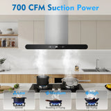 Island Range Hood 30 Inch, 700 CFM Dual-Sided Ceiling Mount Vent Hood, Touch,Gesture & Remote Control, 3-Speed Fan,4 LED Lights