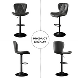 Modern Outdoor Adjustable Swivel PU Faux Leather Upholstered Iron Frame Counter Height High Backrest Home Bar Kitchen Island (Set of 2)