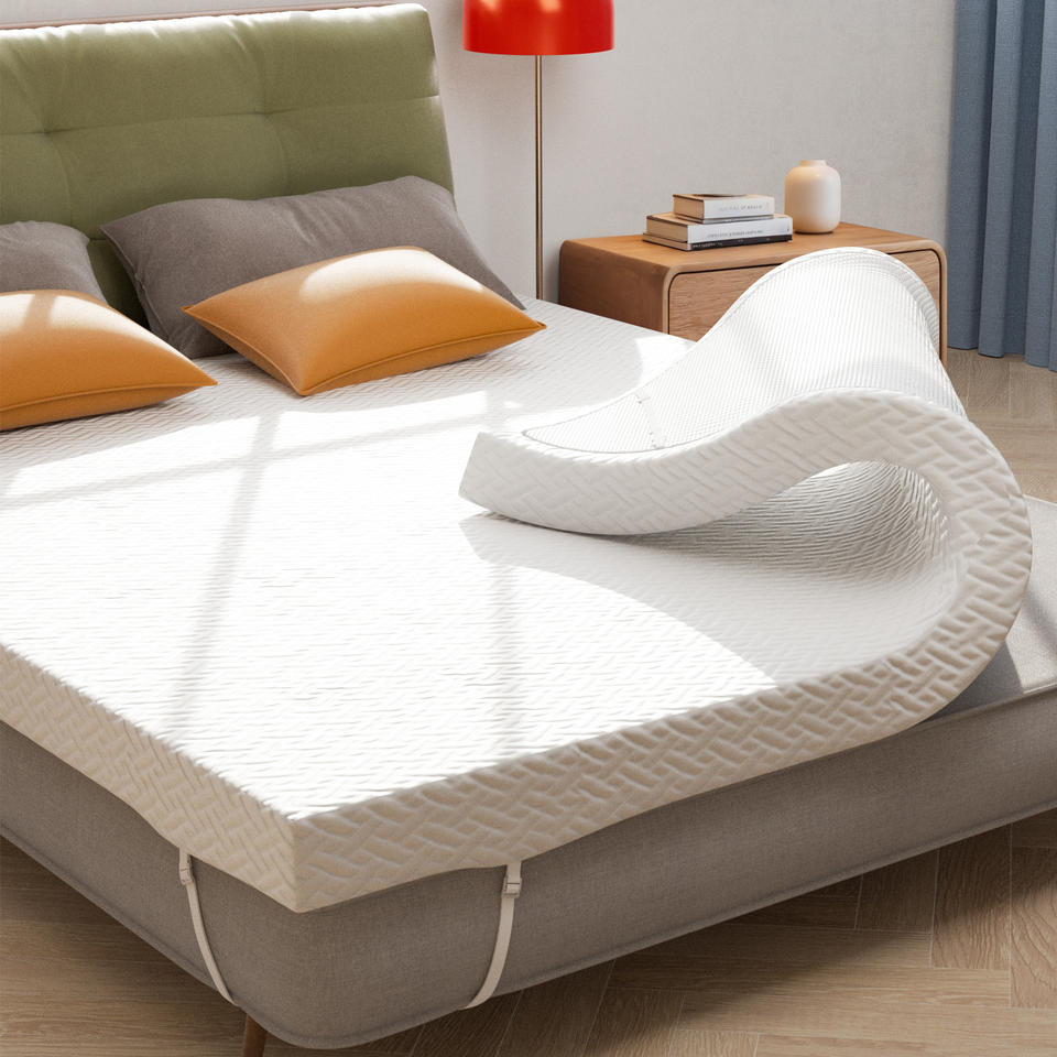 Cooling Durable Breathable Polyester Fiber Mattress Topper Slow Rebound Anti-Slip Design Adjustable Straps Home Furniture School