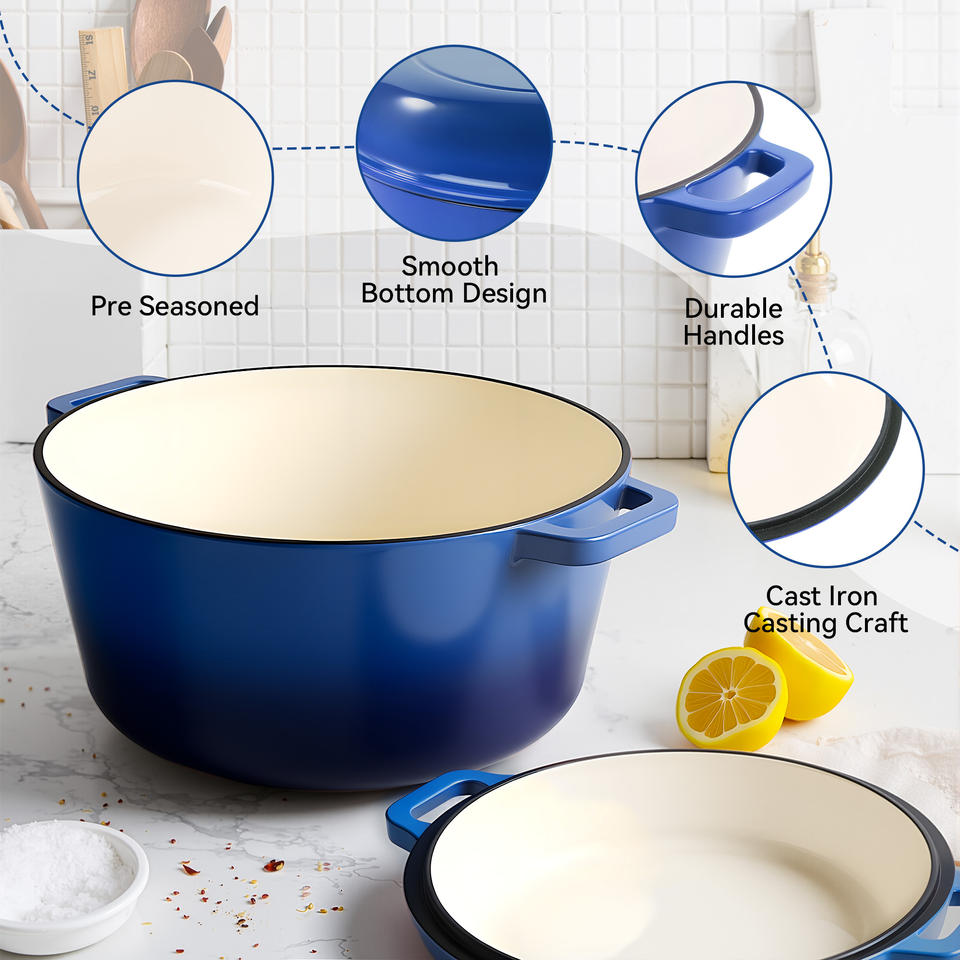 6QT Ceramic Dutch Oven 2QT Aluminum Lid Ceramic Non-Stick Coating Stainless Steel Bottom Dishwasher Safe Oven Safe Roasting Gas