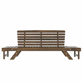 Outdoor Adjustable Brown Finish Wooden Patio Daybed Sofa Chaise Lounge With Gray Cushions