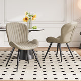 Comfortable Soft Upholstered Ribbed Dining Chair Restaurant Furniture Commercial Use Sturdy Metal Legs Stylish Modern Design (Set of 4)