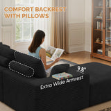 Corduroy Modular Sectional Sofa Non-Assembly Design Foldable Metal Frame Modern Extra Wide Armrest Ergonomic Sofa Living Room