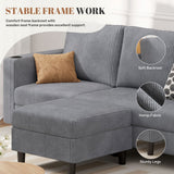 Modern Convertible Extendable Sponge-Filled Massage Loveseat Sofa Bed Set Upholstered Linen Mall Use School No Assembly Required
