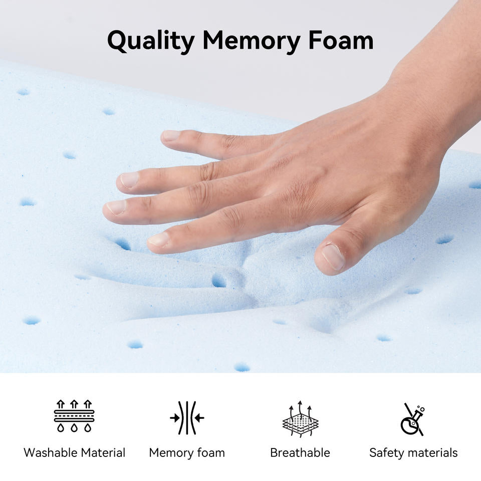 For Memory Foam Pillow Breathable 100% Polyester Honeycomb Cover Flame Retardant Removable Ergonomic for Neck Back Pain (Set of 2)