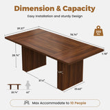Rectangular Solid Wood Handmade Dining Table for 2 People Modern Farmhouse Design Grooved Wood-Strip Base Workshop Furniture