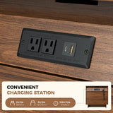 Modern 3-Drawer Wooden Nightstand USB Ports AC Outlets Waterproof Hidden Handle Eco-Friendly Handmade Apartment Bedroom Living