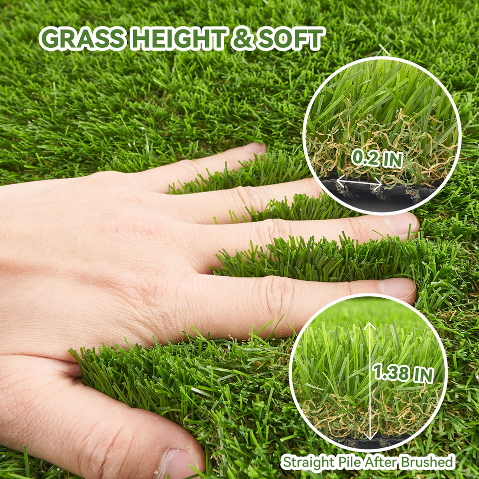 Premium 35mm Odorless Artificial Grass Rug Easy to Cut & Clean Faux Lawn Turf for Garden Balcony Backyard & Indoor Playground