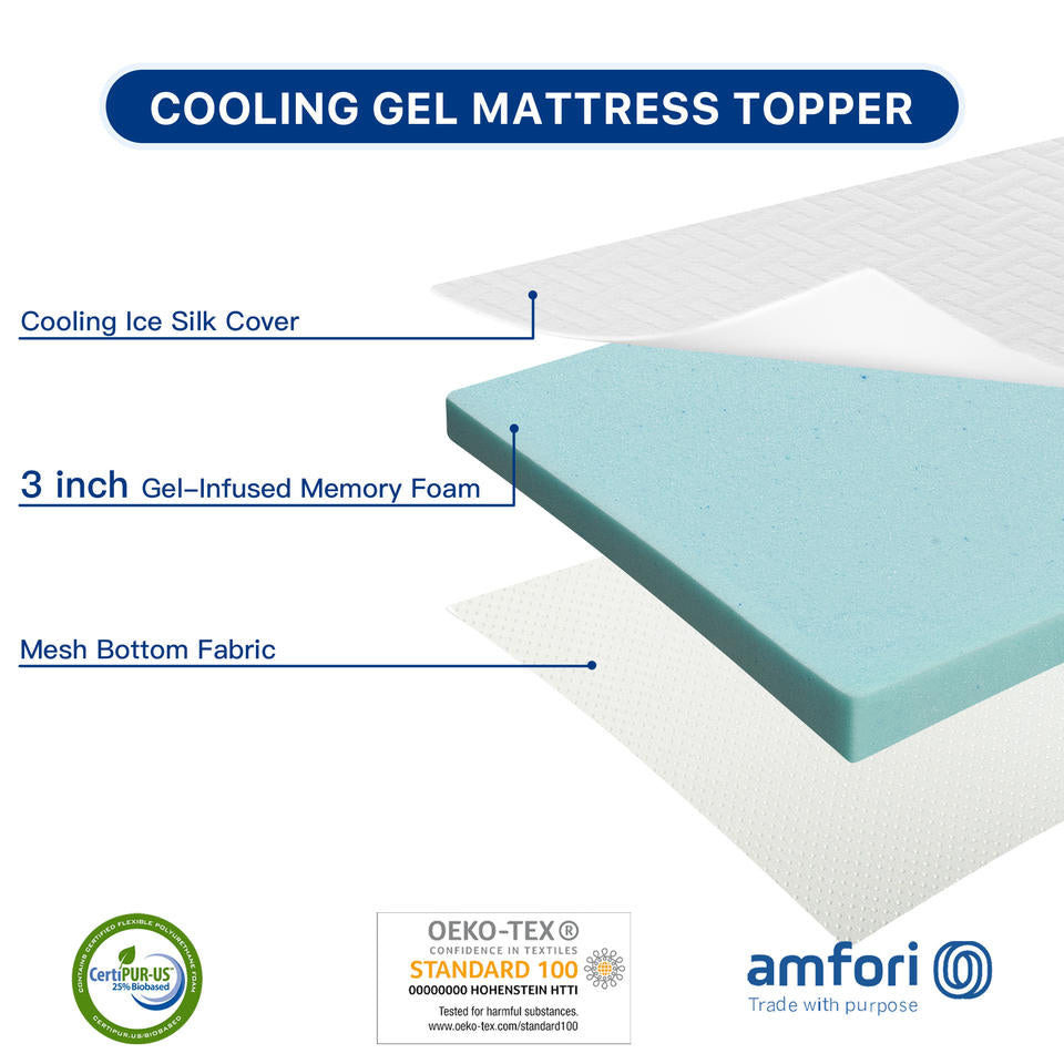 Cooling Durable Breathable Polyester Fiber Mattress Topper Slow Rebound Anti-Slip Design Adjustable Straps Home Furniture School