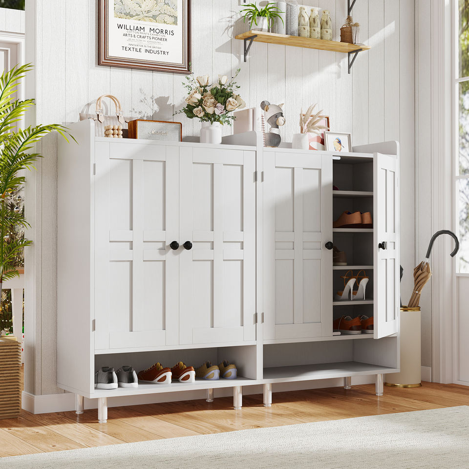 Modern Wood Eco-Friendly Extendable Dining Shoe Cabinet 6-Tier Modular Shoe Storage Organizer with Adjustable Shelves