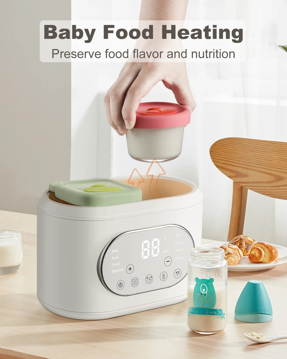 Bottle Warmer, 10-in-1 Fast Baby Bottle Warmer for Breastmilk & Formula, Double Milk Warmer with Timer, Accurate Temp Control,