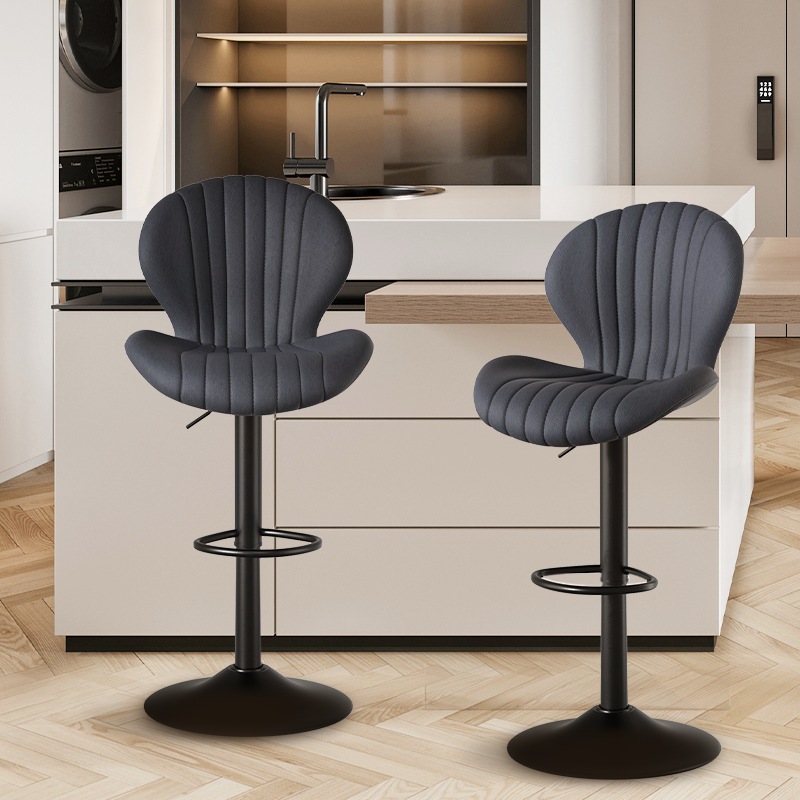 Ergonomic Modern Steady Swivel Leather Rebound Sponge Adjustable Height Outdoor Gym Bar Stool Iron Base