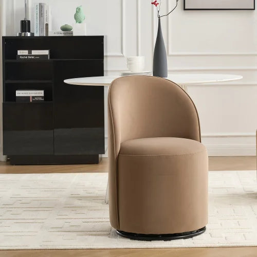 Modern Velvet Kitchen Swivel Accent Chair Luxury Barrel Chair for Living Room Dining Room Elegant Upholstered Leisure Chair