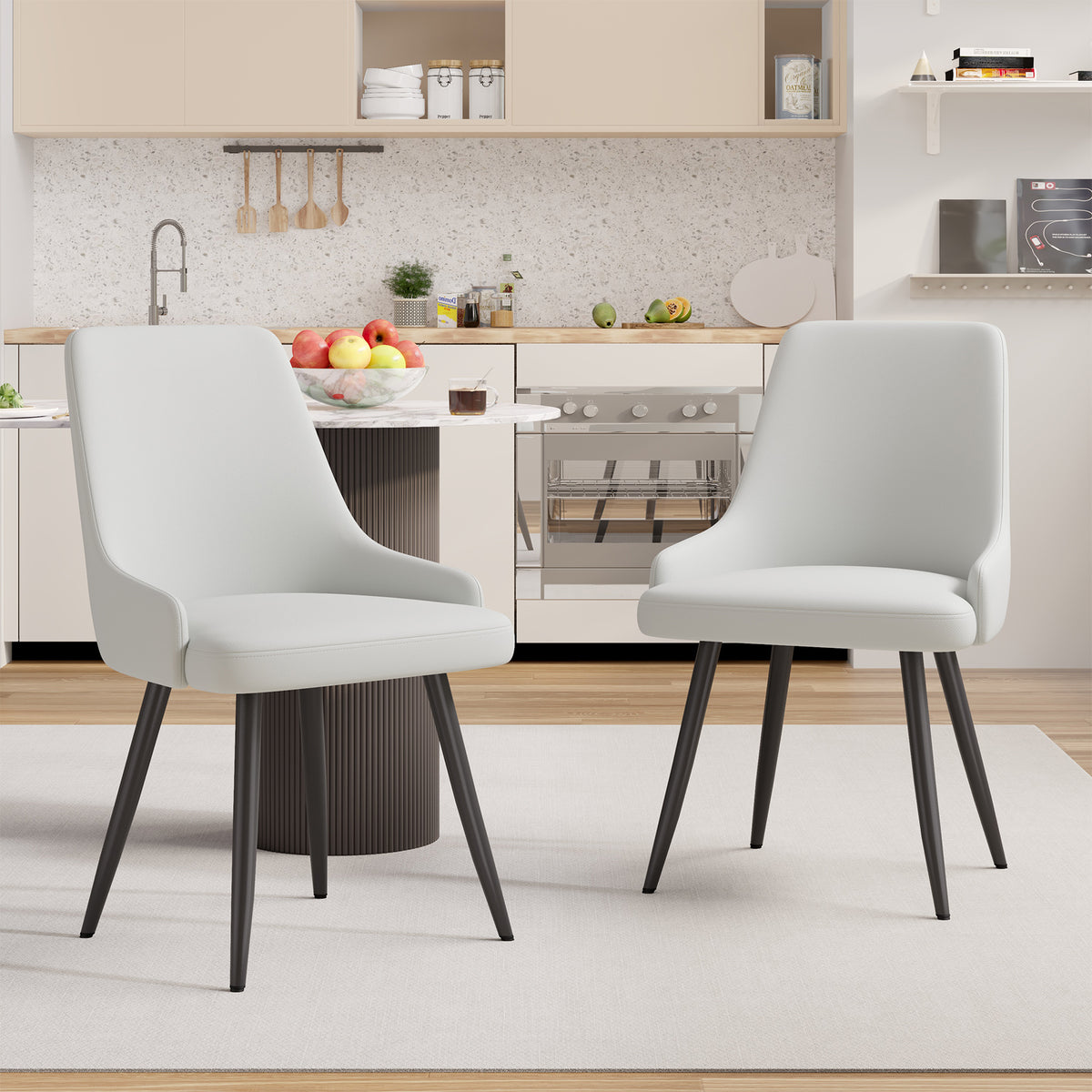 Contemporary Reclining Dining Chairs PU Leather Upholstered Eco-Friendly Waterproof Thick Cushion Home Office Apartment (Set of 2)